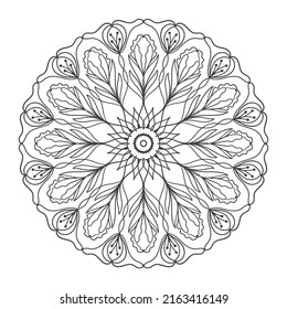 Coloring Page Vector Outline Floral Round Stock Vector (Royalty Free ...