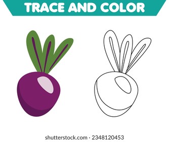 Coloring page vegetables for children, vector graphics, health for children. A game for children