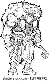 Coloring Page Viking Axe Cartoon Character Stock Vector (Royalty Free ...