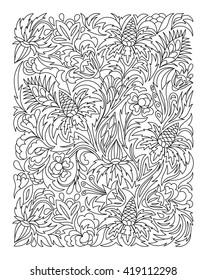 Coloring Page Vintage Flowers Pattern Doodle Stock Vector (Royalty Free ...