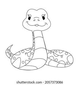 Coloring page Viper animal, black and white cute hand drawn doodle illustration. kid print educational game page