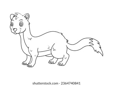 Coloring Page of a Weasel Cartoon Character Vector