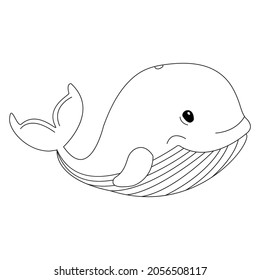 Coloring Page Whale Animal Black White Stock Vector (Royalty Free ...