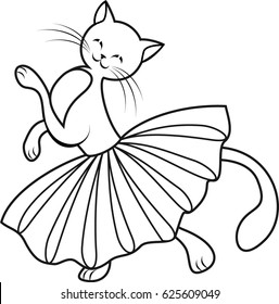 coloring page white cat ballerina