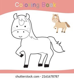 Coloring page worksheet. Educational printable worksheet. Coloring animals for preschool children. Black and white vector illustration. Motor skills education.