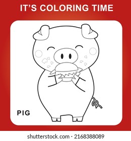 Coloring page worksheet. Educational printable worksheet. Coloring animals for preschool children. Black and white vector illustration. Motor skills education.