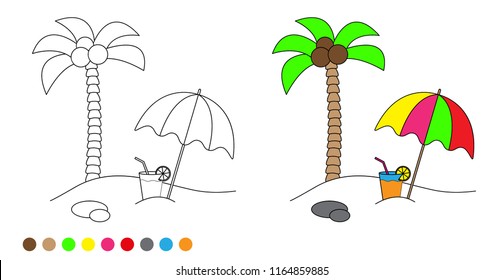 Snorkel Coconut Tree Icon Set Isolated Stock Vector (Royalty Free ...