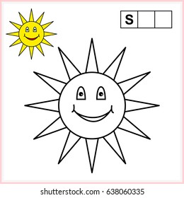 Coloring page and write the word in grid cells. Worksheet for preschool kids. educational game for children - vector. 