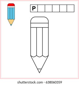 Coloring page and write the word in grid cells. Worksheet for preschool kids. educational game for children - vector. 