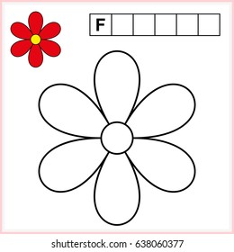 Coloring page and write the word in grid cells. Worksheet for preschool kids. educational game for children - vector. 