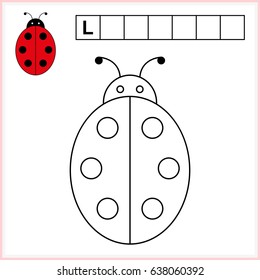 Coloring page and write the word in grid cells. Worksheet for preschool kids. educational game for children - vector. 