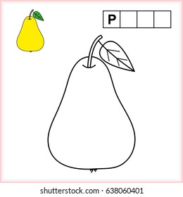 Coloring page and write the word in grid cells. Worksheet for preschool kids. educational game for children - vector. 