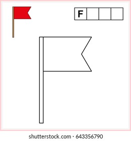 Coloring page and write the word in grid cells. Worksheet for preschool kids. educational game for children - vector. 