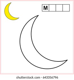 Coloring page and write the word in grid cells. Worksheet for preschool kids. educational game for children - vector. 