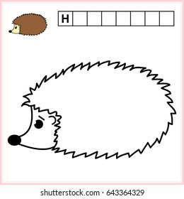 Coloring page and write the word in grid cells. Worksheet for preschool kids. educational game for children - vector. 