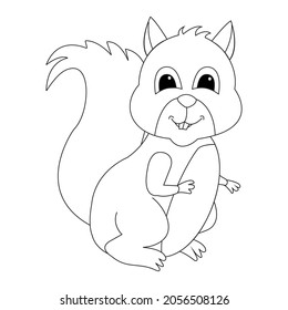 Coloring page xerus animal, black and white cute hand drawn doodle illustration. kid print educational game page