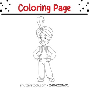 coloring page young Aladdin posing