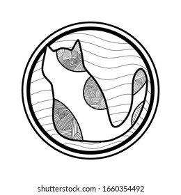 coloring page,cat with abstract outline vector