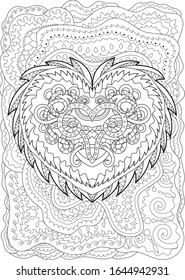 Coloring pages for adult with beautifull patterned heart for Valentine's Day