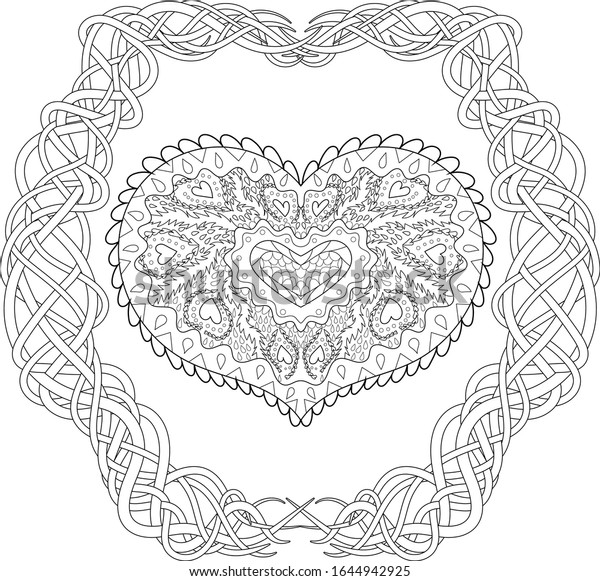 coloring pages adult beautifull patterned heart stock vector