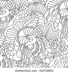 Coloring pages for adults. Coloring book.Decorative hand drawn doodle nature ornamental curl vector sketchy seamless pattern