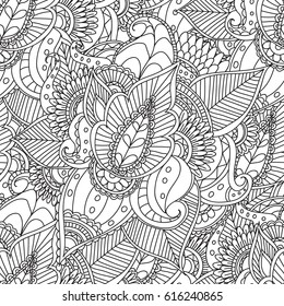 Coloring pages for adults. Coloring book.Decorative hand drawn doodle nature ornamental curl vector sketchy seamless pattern