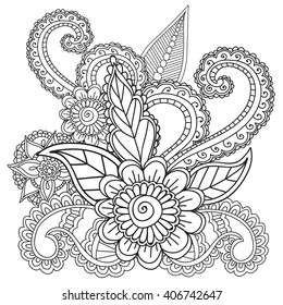 Coloring Pages Adults Henna Mehndi Doodles Stock Vector (Royalty Free ...