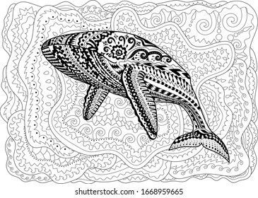 Coloring Pages Adults Humpback Whale Antistress Stock Vector (Royalty ...