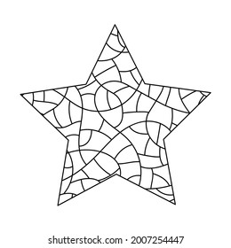 Coloring pages for adults and older children. Doodle anti-stress Vector illustrarion. A hand-drawn five-pointed star.