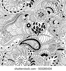 Coloring pages for adults.Abstract vector illustration. Seamless pattern. 