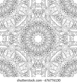 Coloring pages for adults.Decorative hand drawn doodle nature ornamental curl vector sketchy seamless pattern.