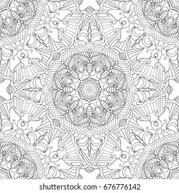 Coloring pages for adults.Decorative hand drawn doodle nature ornamental curl vector sketchy seamless pattern.