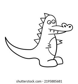 Coloring pages. Animals. Little cute alligator smiles. Cartoon crocodile on a white background. Children style