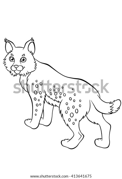 Coloring Pages Animals Little Cute Lynx Stock Vector Royalty