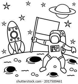 coloring pages for astronaut activities in outer space, simple and attractive design