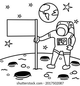 coloring pages for astronaut activities in outer space, simple and attractive design