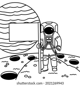 coloring pages for astronaut activities in outer space, simple and attractive design