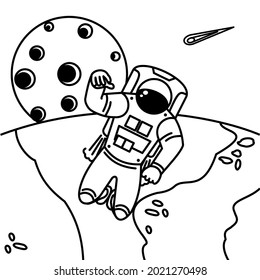 coloring pages for astronaut activities in outer space, simple and attractive design