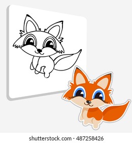 Coloring pages. Baby Fox coloring page. Restore the picture inside the contour. Simple educational game for kids.