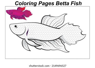 Coloring pages betta Fish for education illustration in a cartoon style for a coloring book