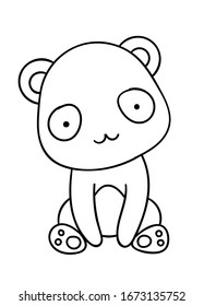 Coloring pages, black and white cute hand drawn panda doodles, print