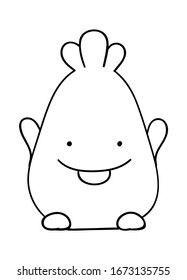 Coloring pages, black and white cute hand drawn monster amorphous doodles, print