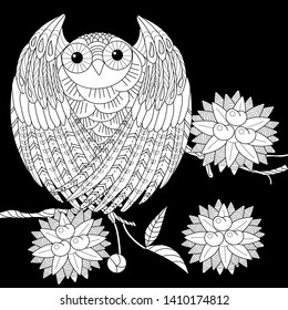 Coloring Pages. Coloring Book for adults.  Antistress freehand sketch drawing with doodle and zentangle elements.