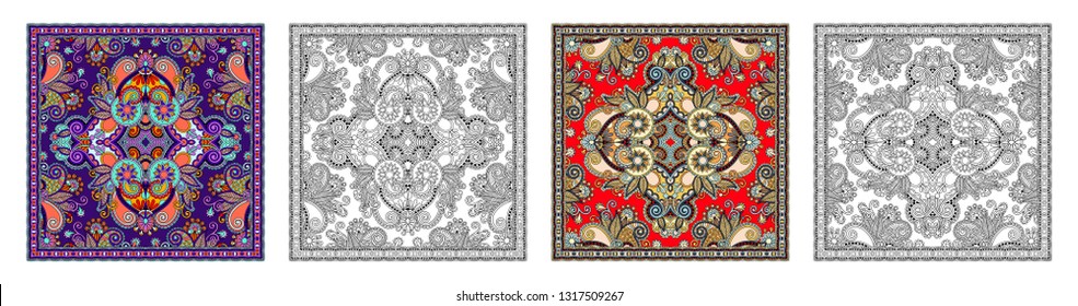 coloring pages, coloring book for adults, authentic carpet design - bright oriental pattern, tribal vector illustration