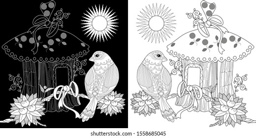 Bird House Coloring Page Images Stock Photos Amp Vectors