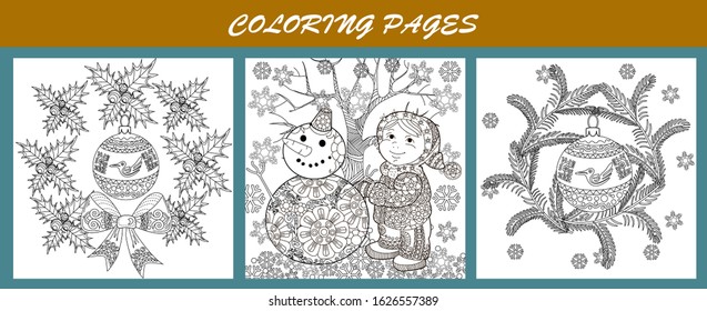 Coloring Pages. Coloring Book for adults and children. Christmas Tree Ornament. Art therapy coloring page