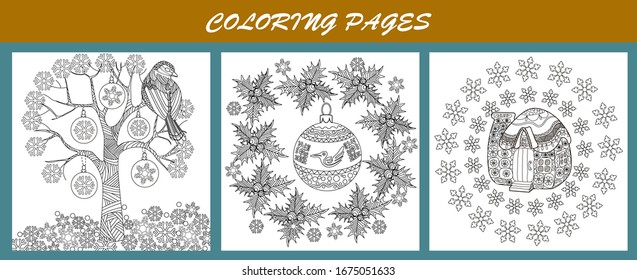Coloring Pages. Coloring Book for adults and children. Christmas Tree Ornament. Art therapy coloring page