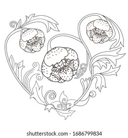 Coloring Pages. Coloring Book for adults and children. Colouring pictures with flowers. Antistress freehand sketch drawing with doodle and zentangle elements.