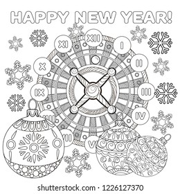 Coloring Pages. Coloring Book for adults. Colouring pictures with casino roulette. Antistress freehand sketch drawing with doodle and zentangle elements.