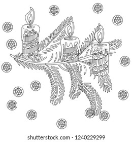 Coloring Pages. Coloring Book for adults. Colouring pictures with tree ornament. Antistress freehand sketch drawing with doodle and zentangle elements.